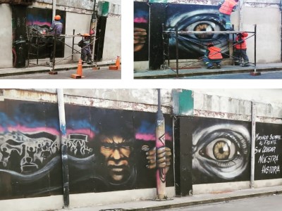 06 de Mayo-Volvieron a colocar los murales de Cromañón que habían sido removidos por la empresa Ferrocarriles Argentinos_