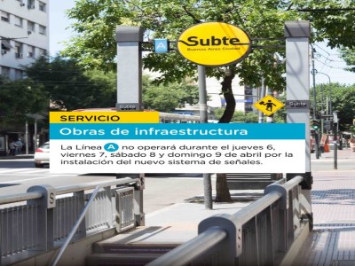 La Linea A de Subtes no funcionará durante